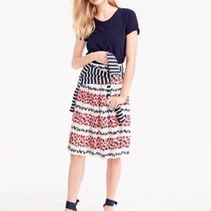 NWT J.Crew Berry Print Midi Pleated Skirt RARE